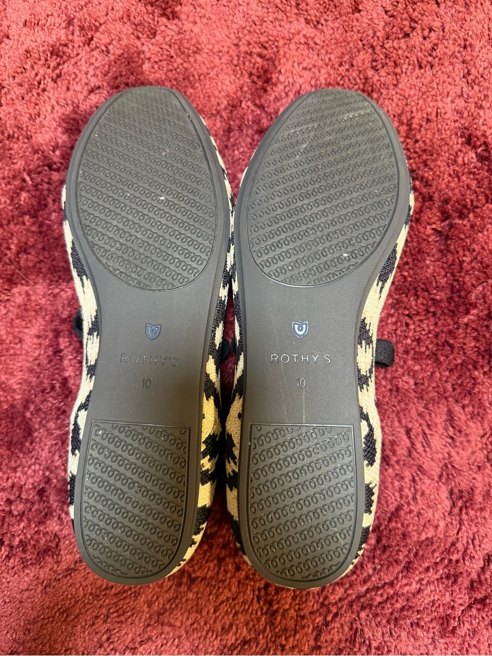 Rothy's Black and Cream Leopard Mary Jane Flats - Picture 2 of 3